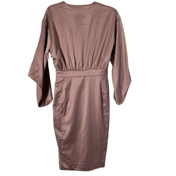 HOUSE OF CB Eliott Rose Gold Satin Kimono Dress Dresses